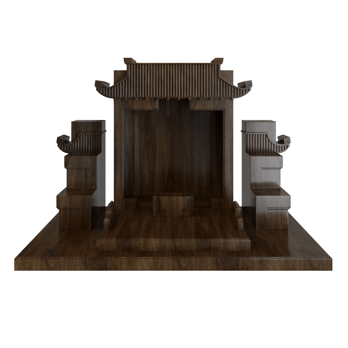 Bàn thờ tam cấp mãn đường nâu bách