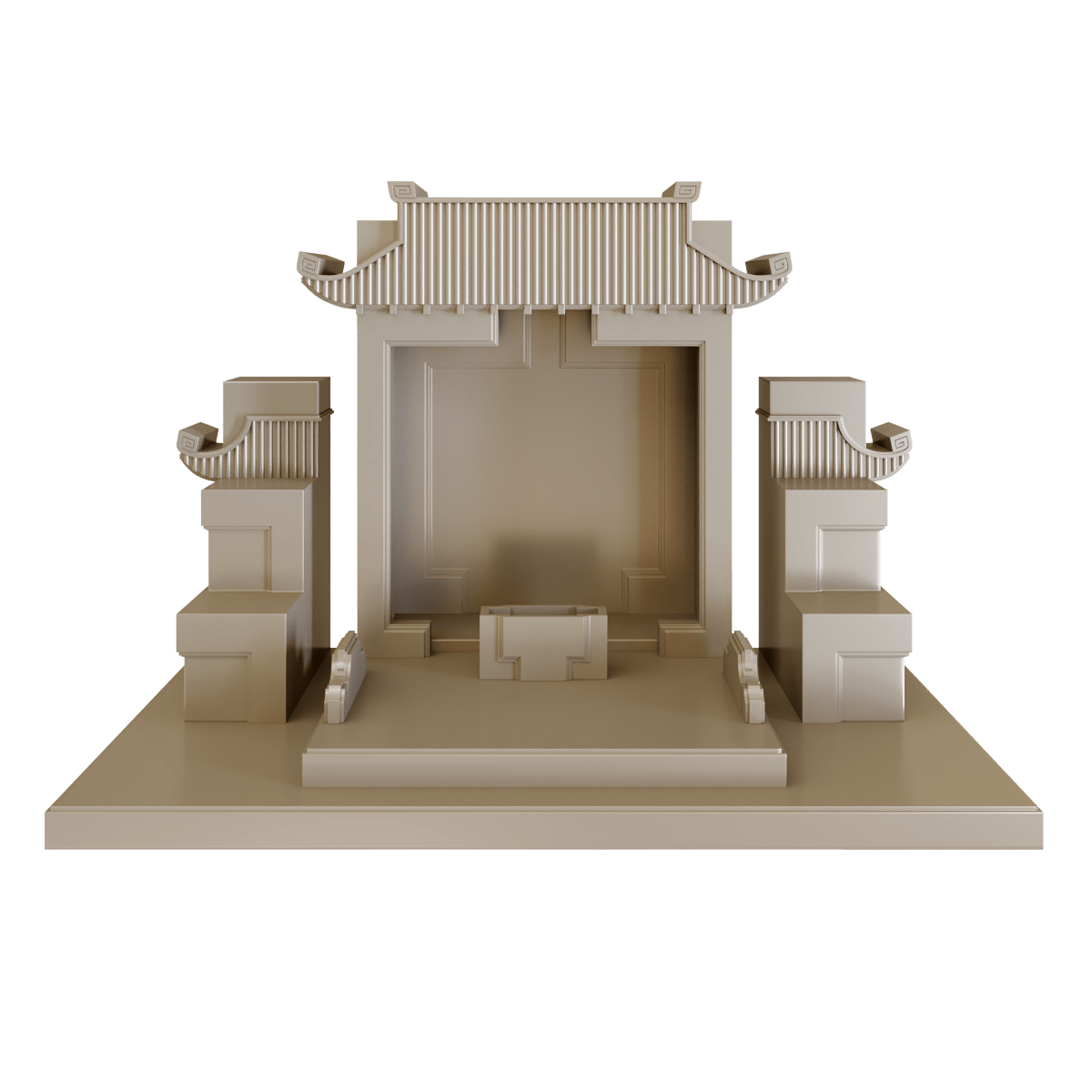 Bàn thờ tam cấp mãn đường nâu kim