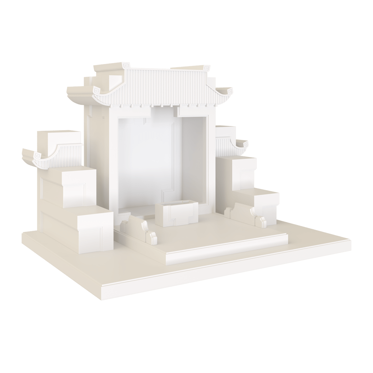 Bàn thờ tam cấp mãn đường trắng sứ 1