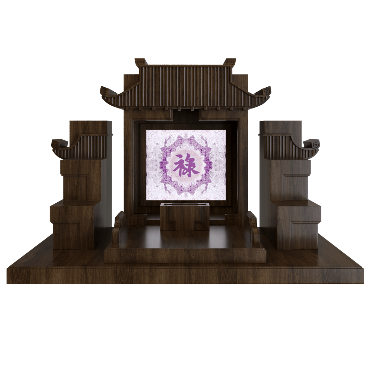 Bàn thờ tam cấp mãn đường trúc chỉ nâu bách