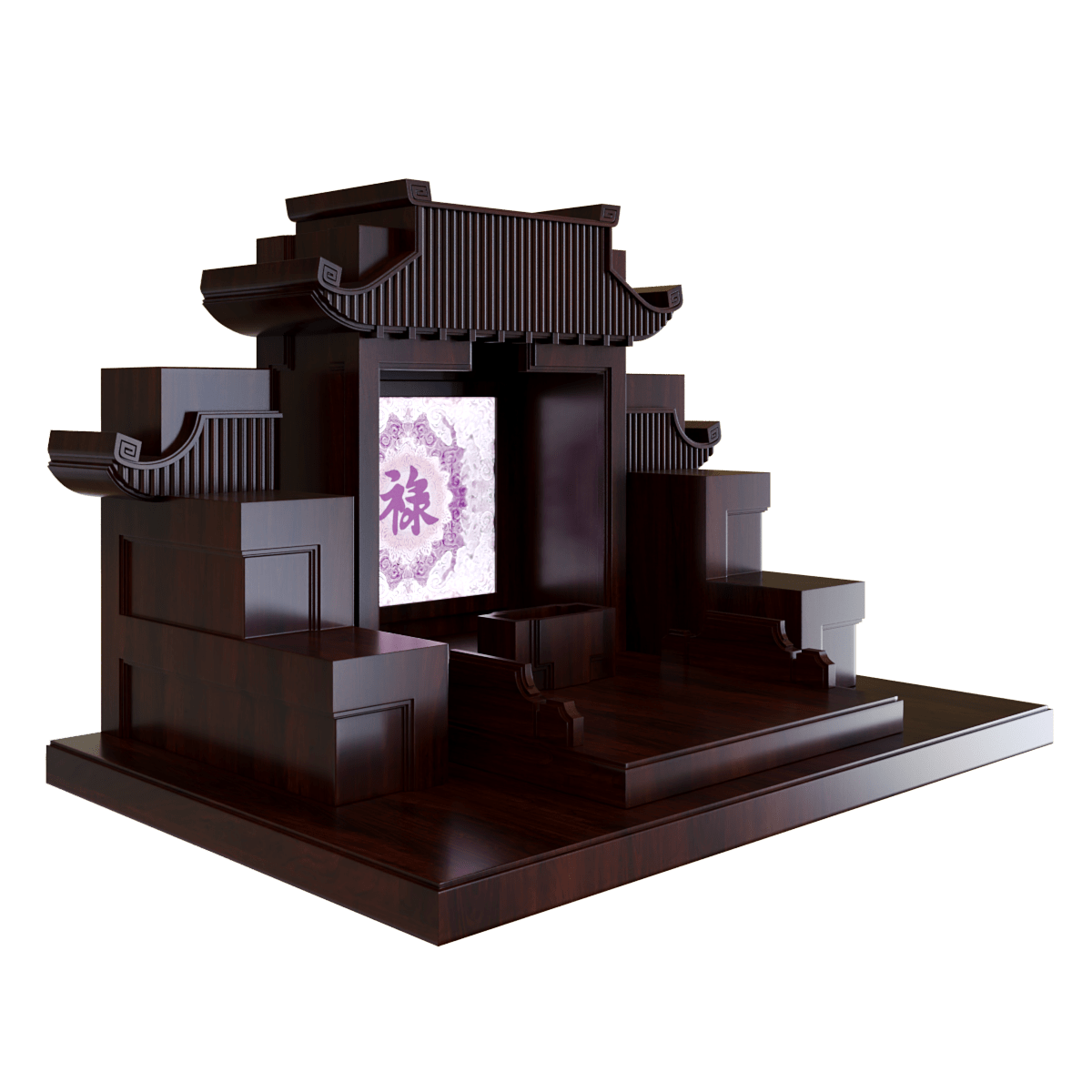 Bàn thờ tam cấp mãn đường trúc chỉ nâu vang 1