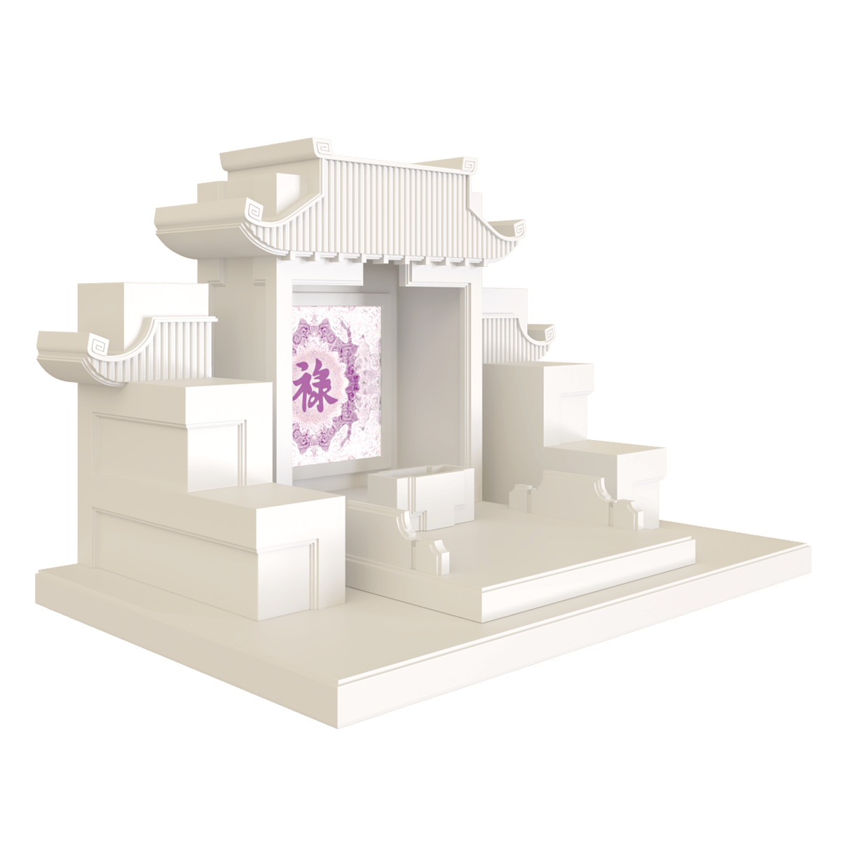 Bàn thờ tam cấp mãn đường trúc chỉ trắng sứ