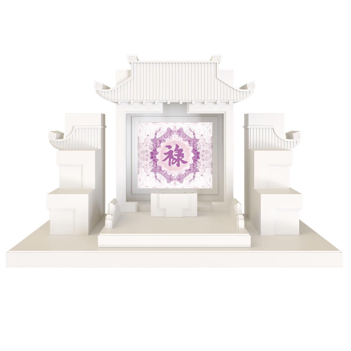 Bàn thờ tam cấp mãn đường trúc chỉ trắng sứ