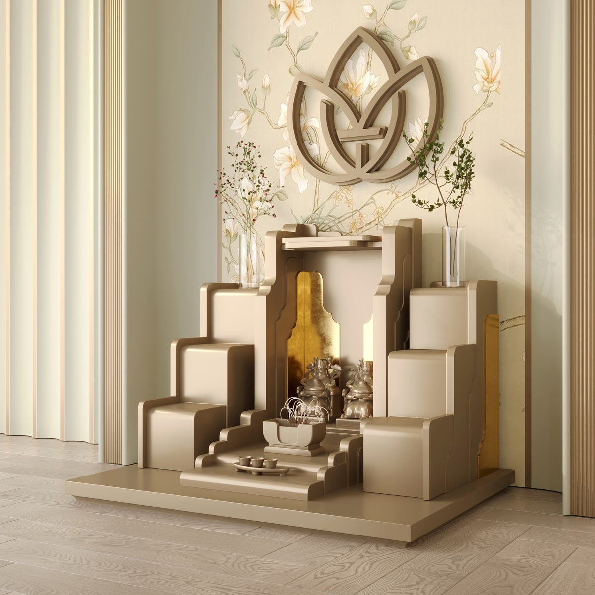 Bàn thờ tam cấp nghinh sơn khung cảnh 21