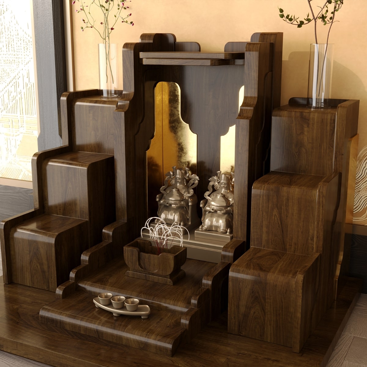 Bàn thờ tam cấp nghinh sơn khung cảnh 22