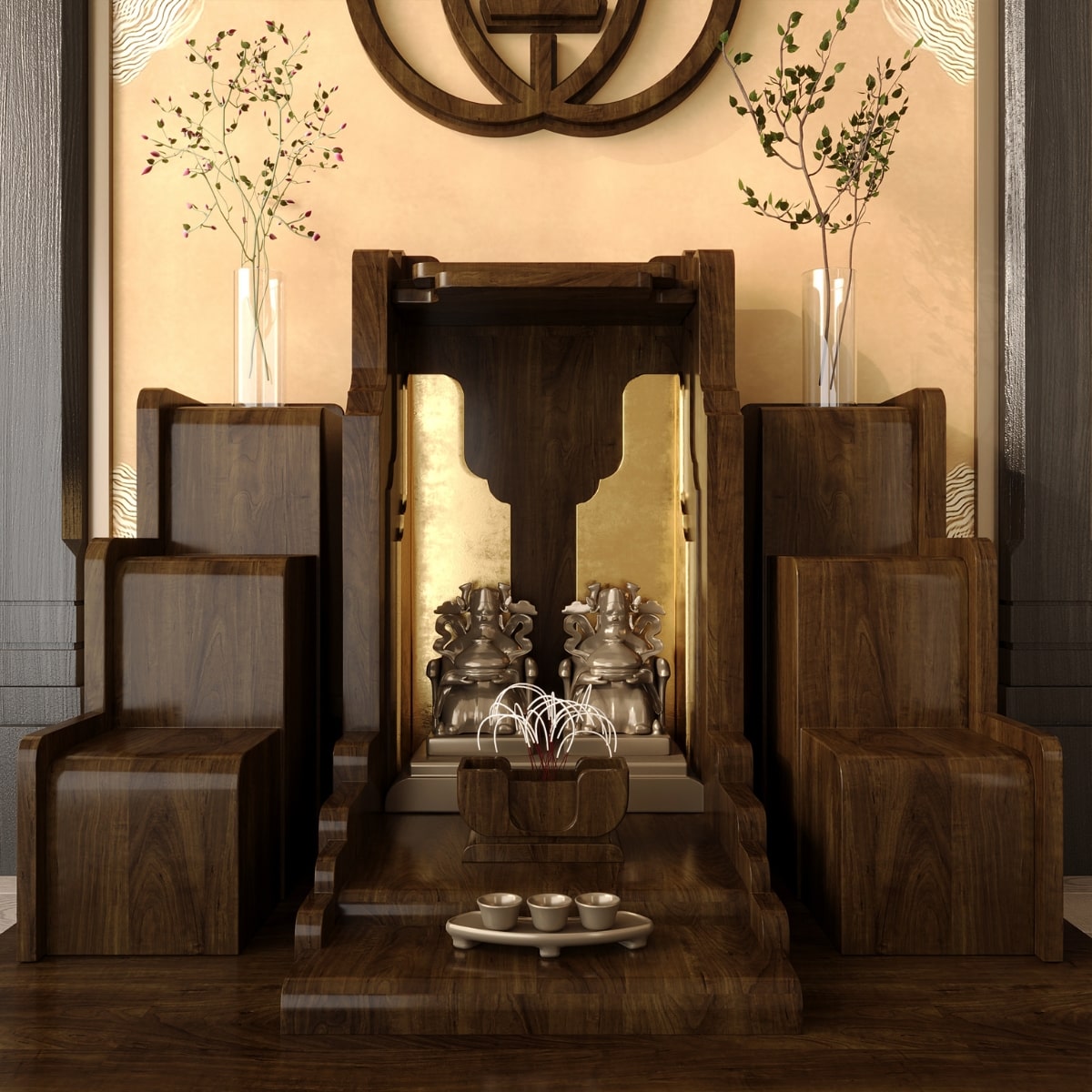 Bàn thờ tam cấp nghinh sơn khung cảnh 23