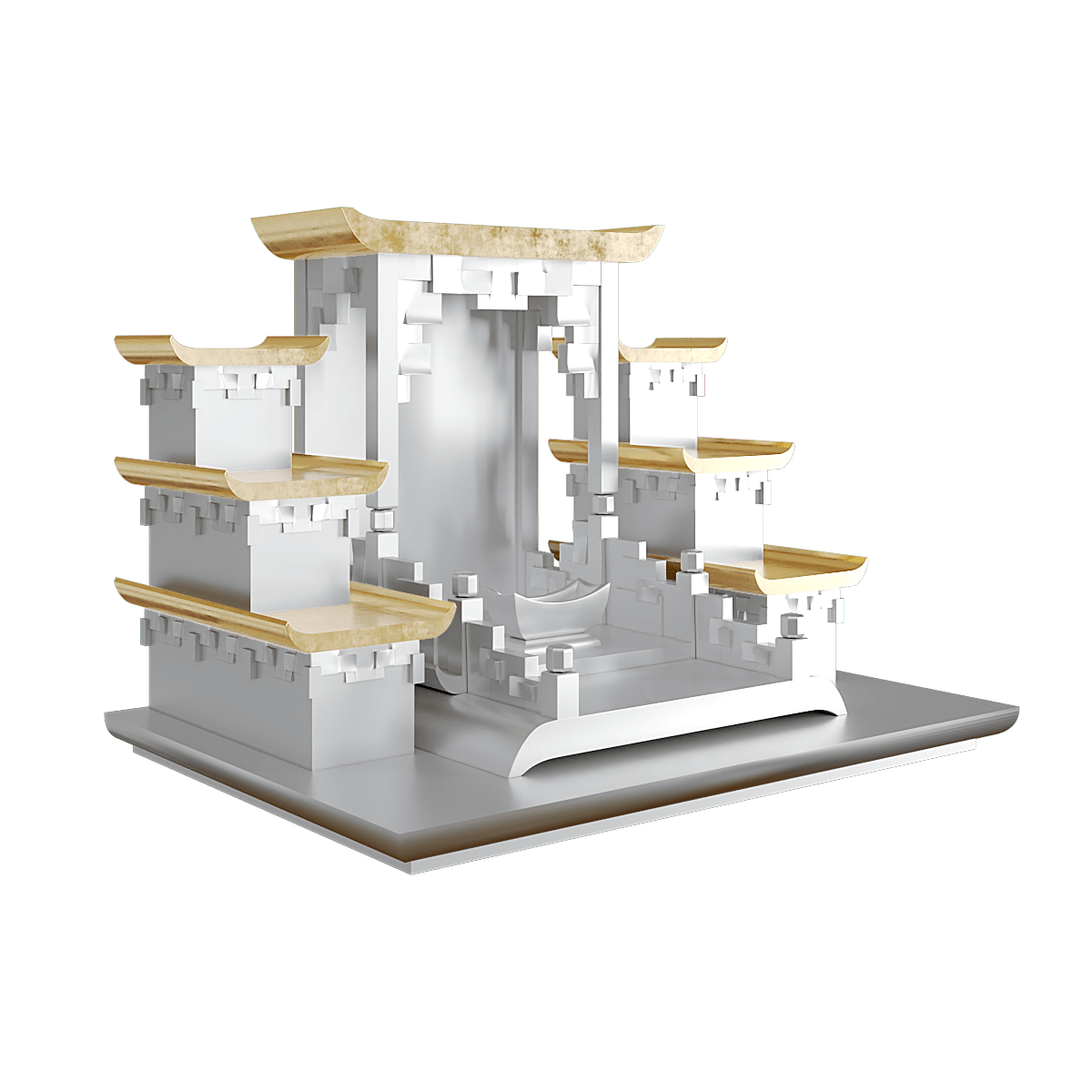 Bàn thờ tam cấp dát vàng Thiên An màu bạch kim 2