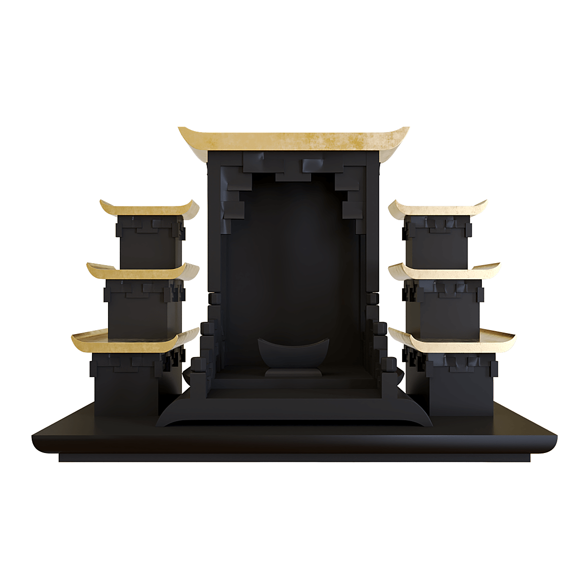 Bàn thờ tam cấp dát vàng Thiên An màu đen huyền
