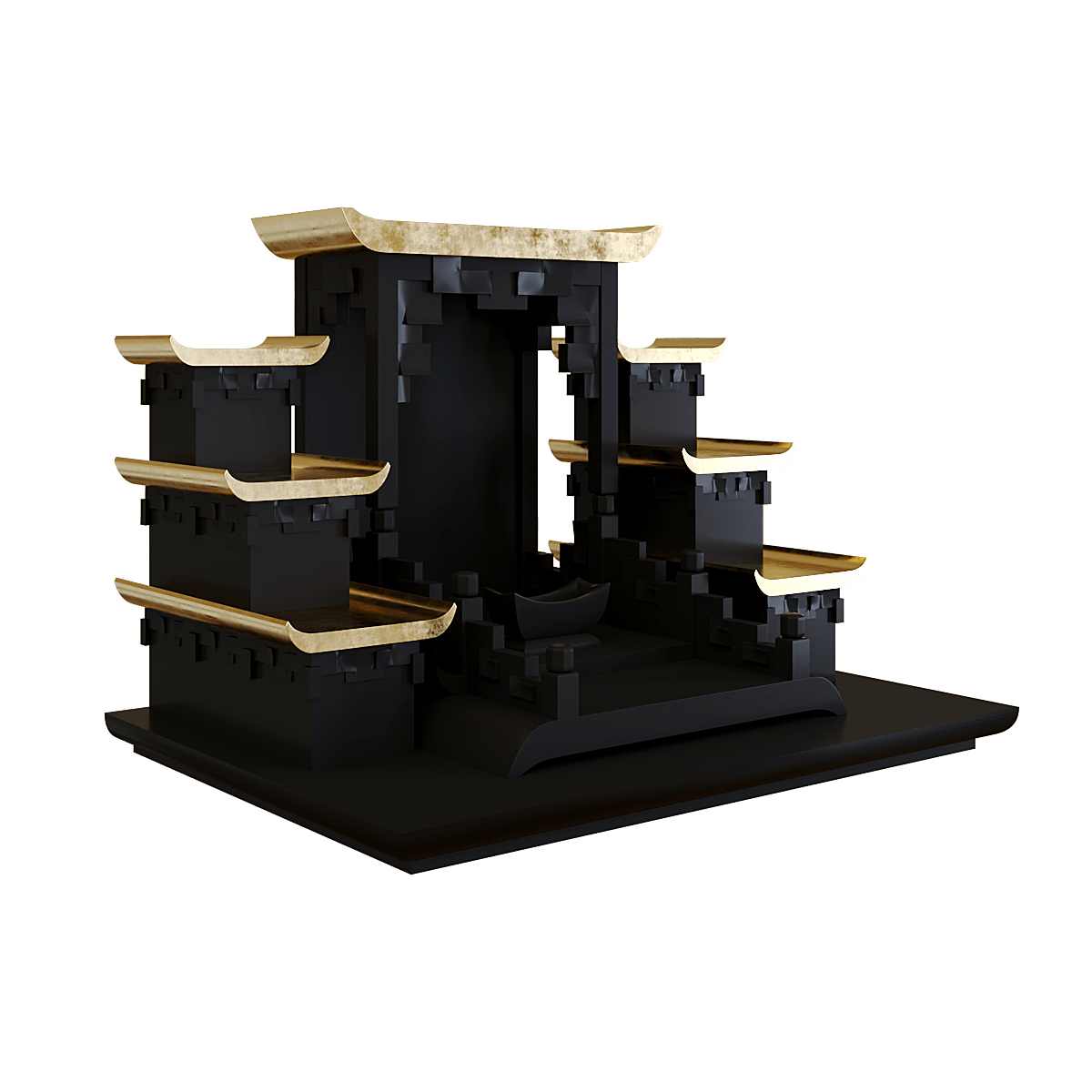 Bàn thờ tam cấp dát vàng Thiên An màu đen huyền 2