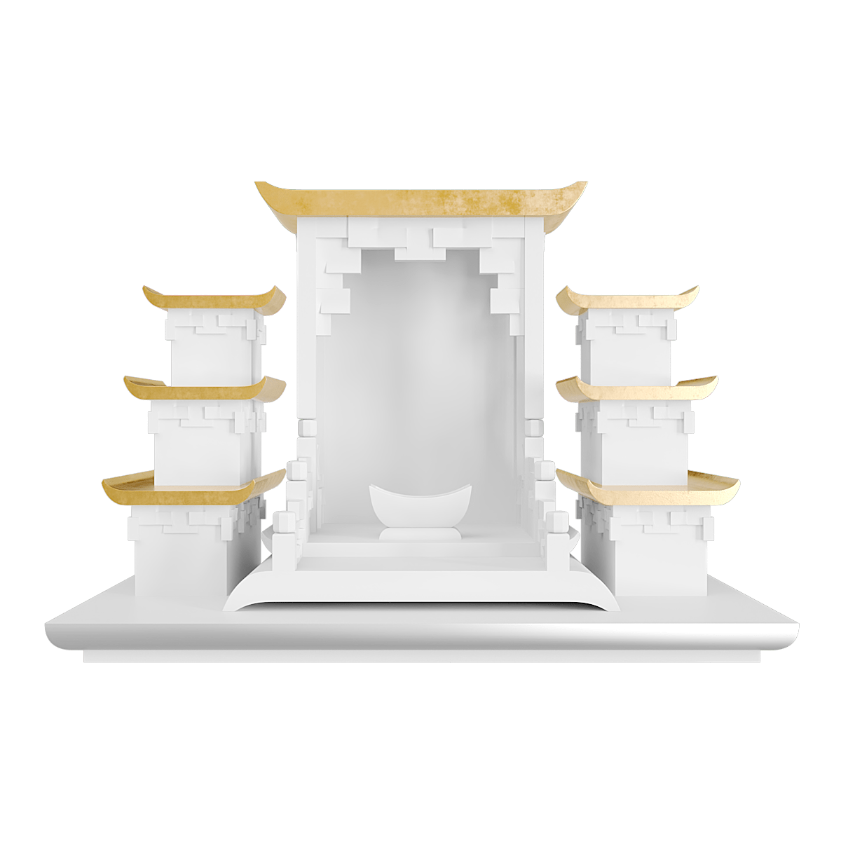 Bàn thờ tam cấp dát vàng Thiên An màu trắng tuyết