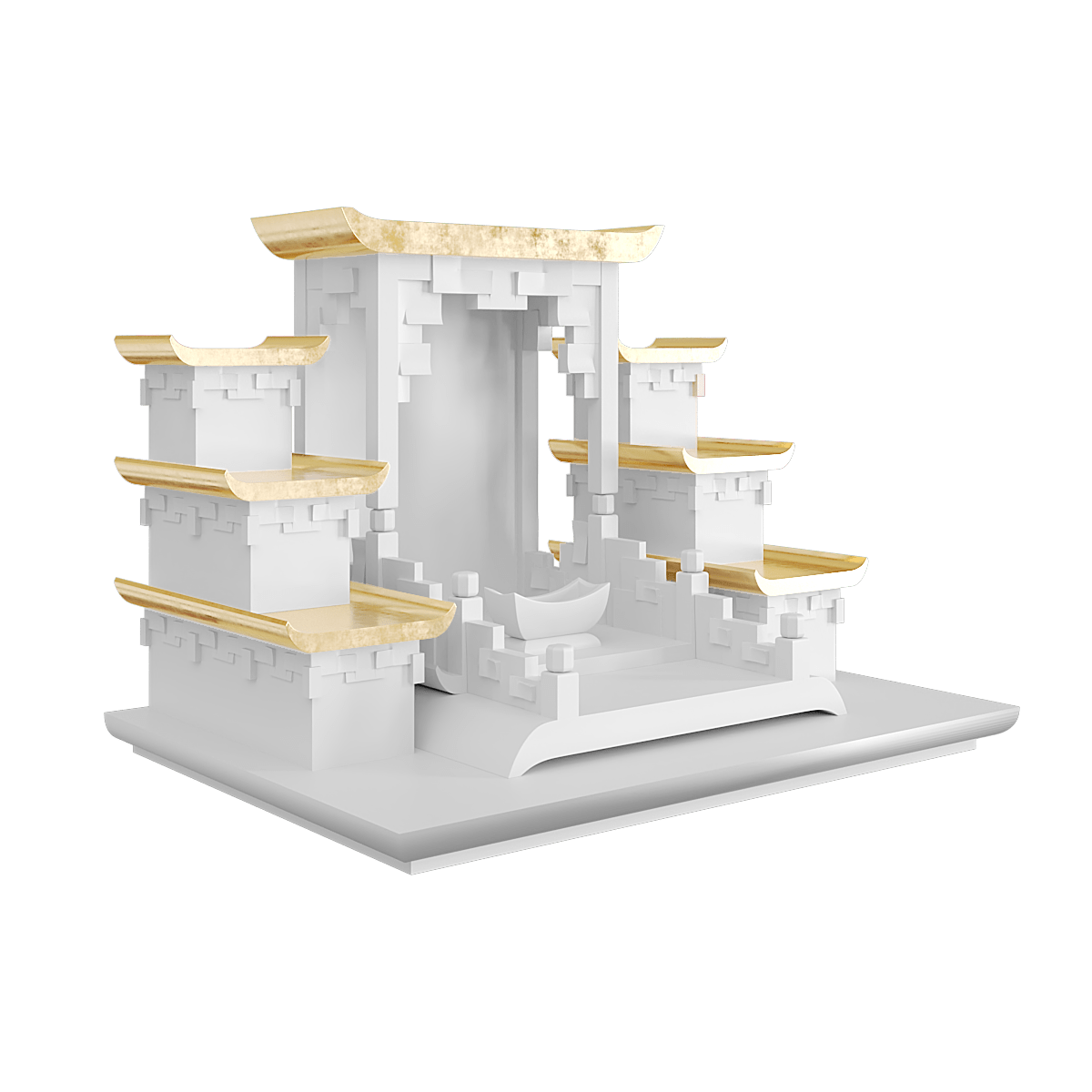 Bàn thờ tam cấp dát vàng Thiên An màu trắng tuyết 2