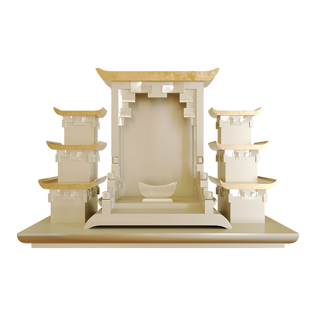 Bàn thờ tam cấp dát vàng Thiên An màu vàng kim