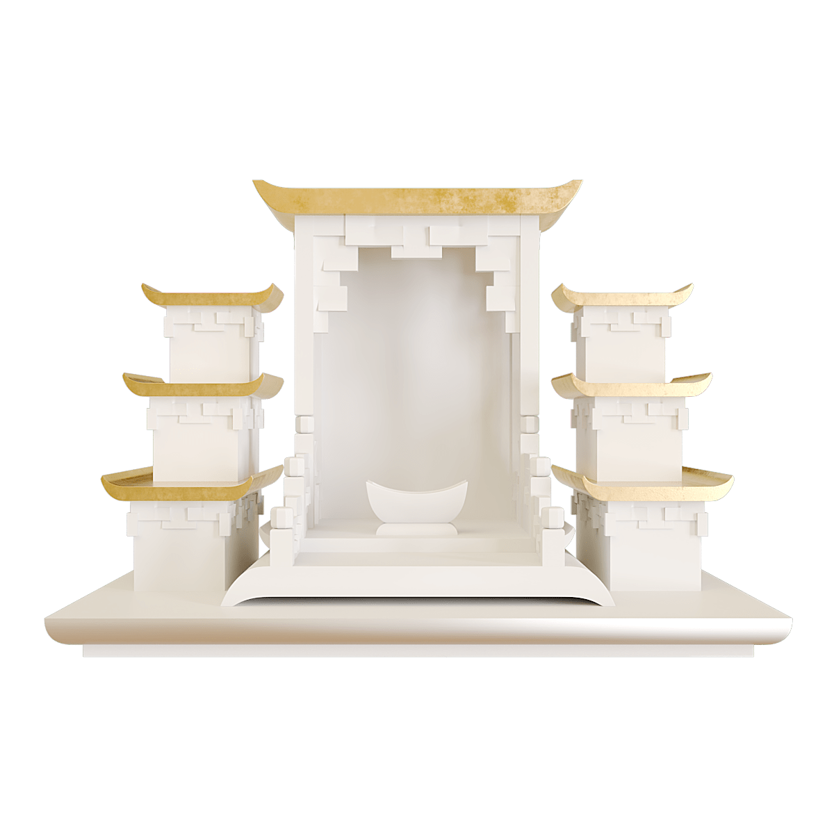 Bàn thờ tam cấp dát vàng Thiên An màu trắng sứ