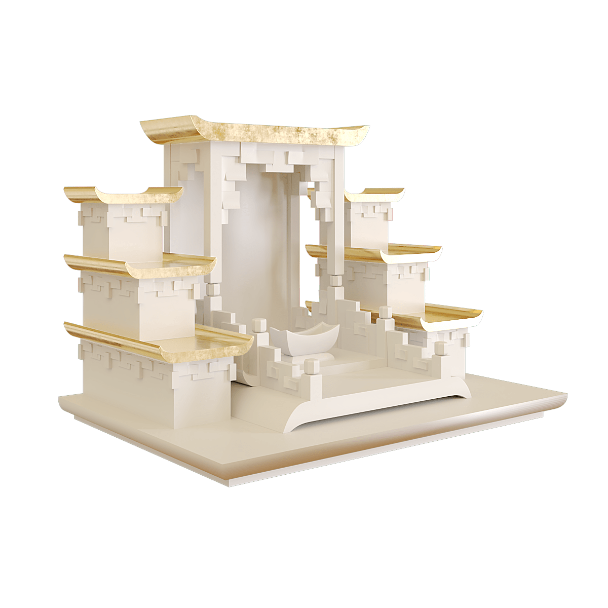 Bàn thờ tam cấp dát vàng Thiên An màu trắng sứ 2