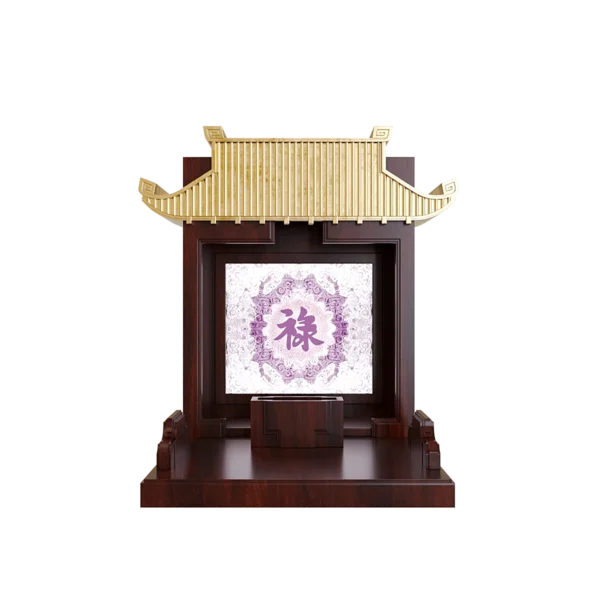 bàn thờ thần tài dát vàng mãn đường trúc chỉ nâu vang