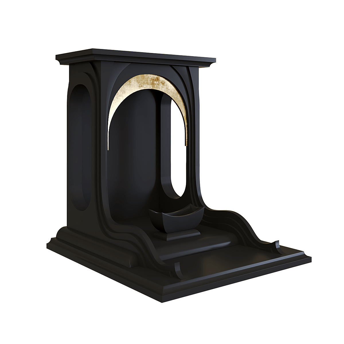 Bàn thờ thần tài dát vàng Nhật Quang màu đen huyền 2