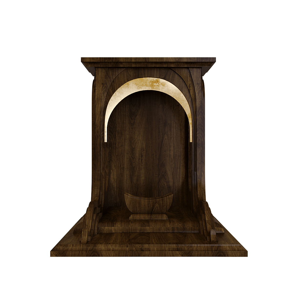 Bàn thờ thần tài dát vàng Nhật Quang màu nâu bách