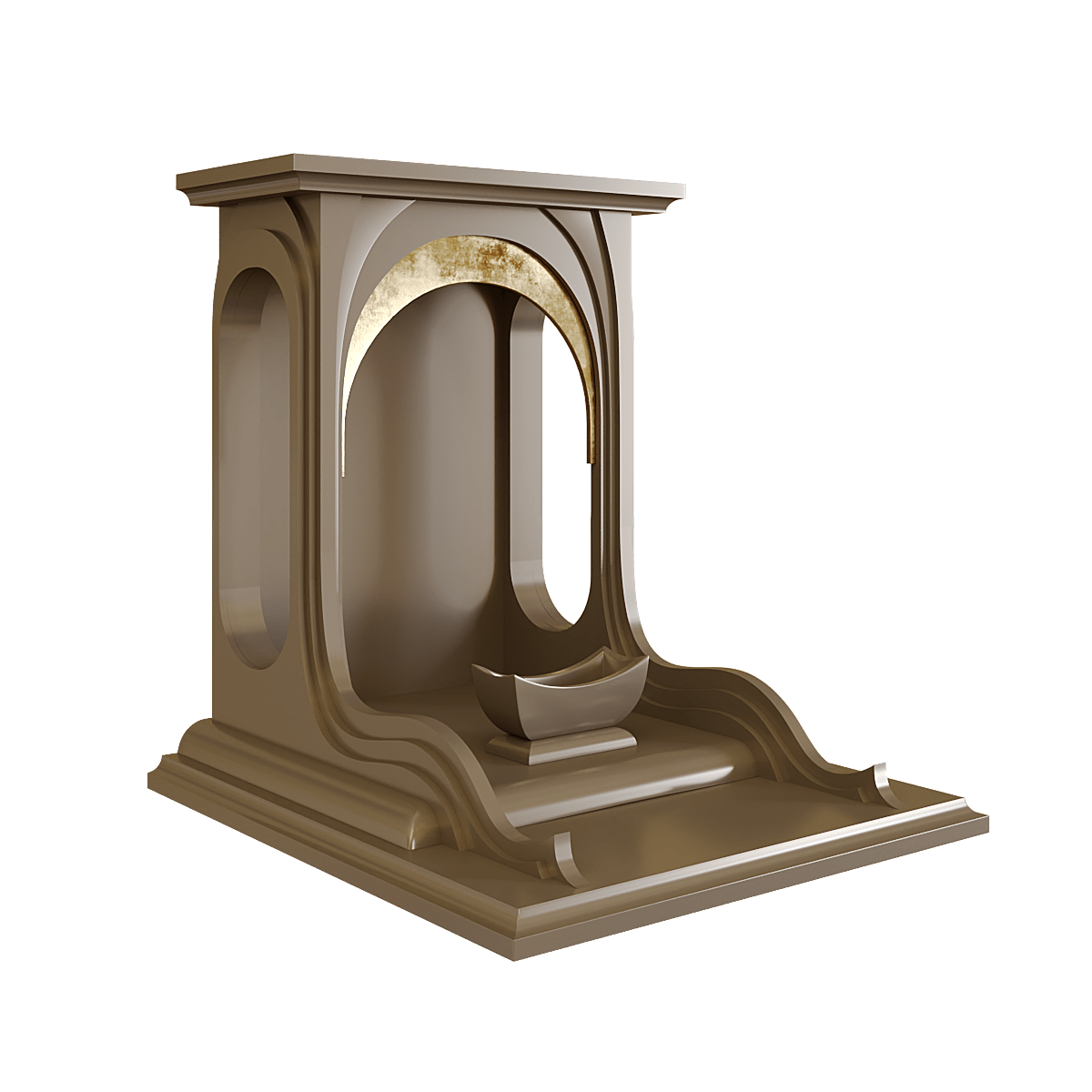 Bàn thờ thần tài dát vàng Nhật Quang màu nâu kim 2