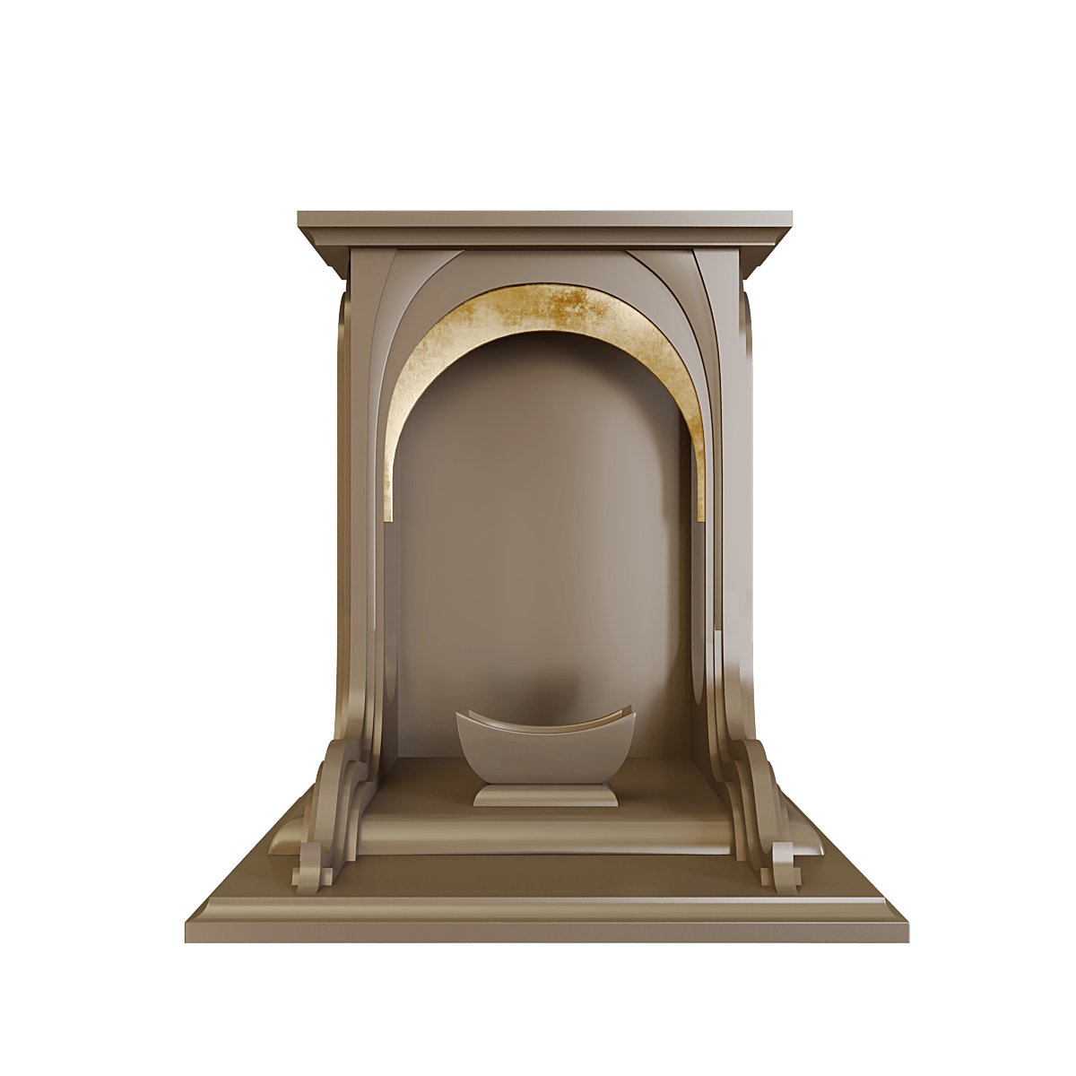 Bàn thờ thần tài dát vàng Nhật Quang màu nâu kim