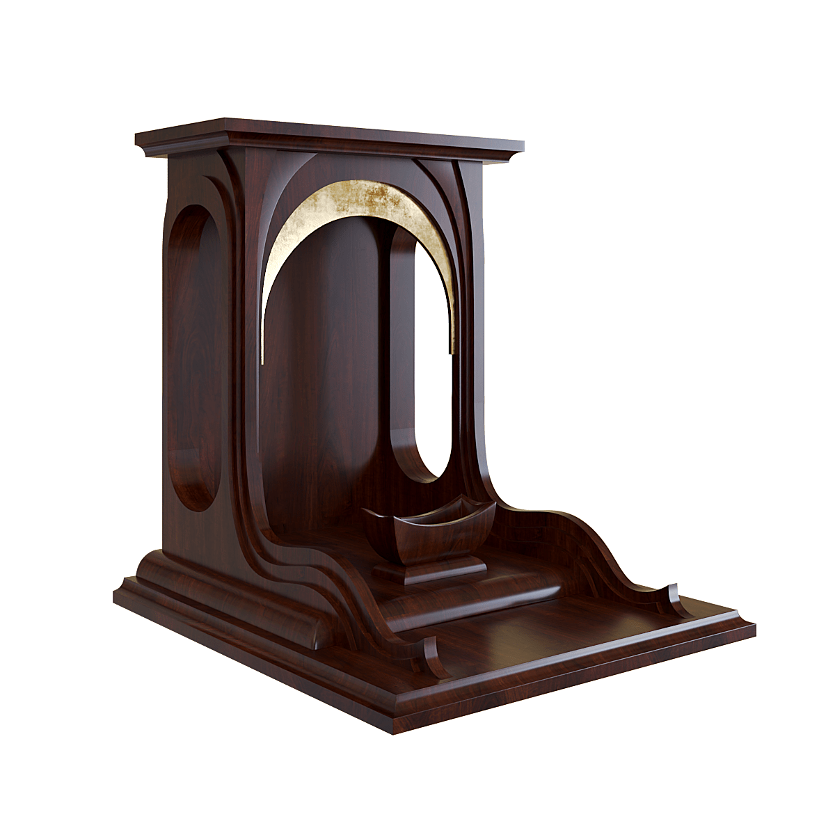 Bàn thờ thần tài dát vàng Nhật Quang màu nâu vang 2