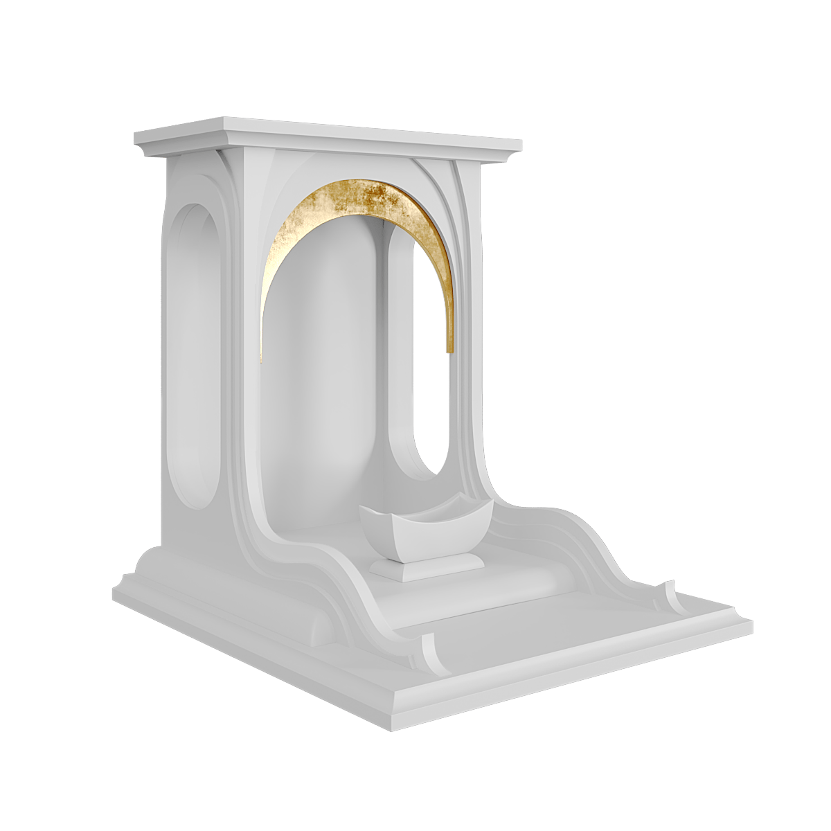 Bàn thờ thần tài dát vàng Nhật Quang màu trắng tuyết 2