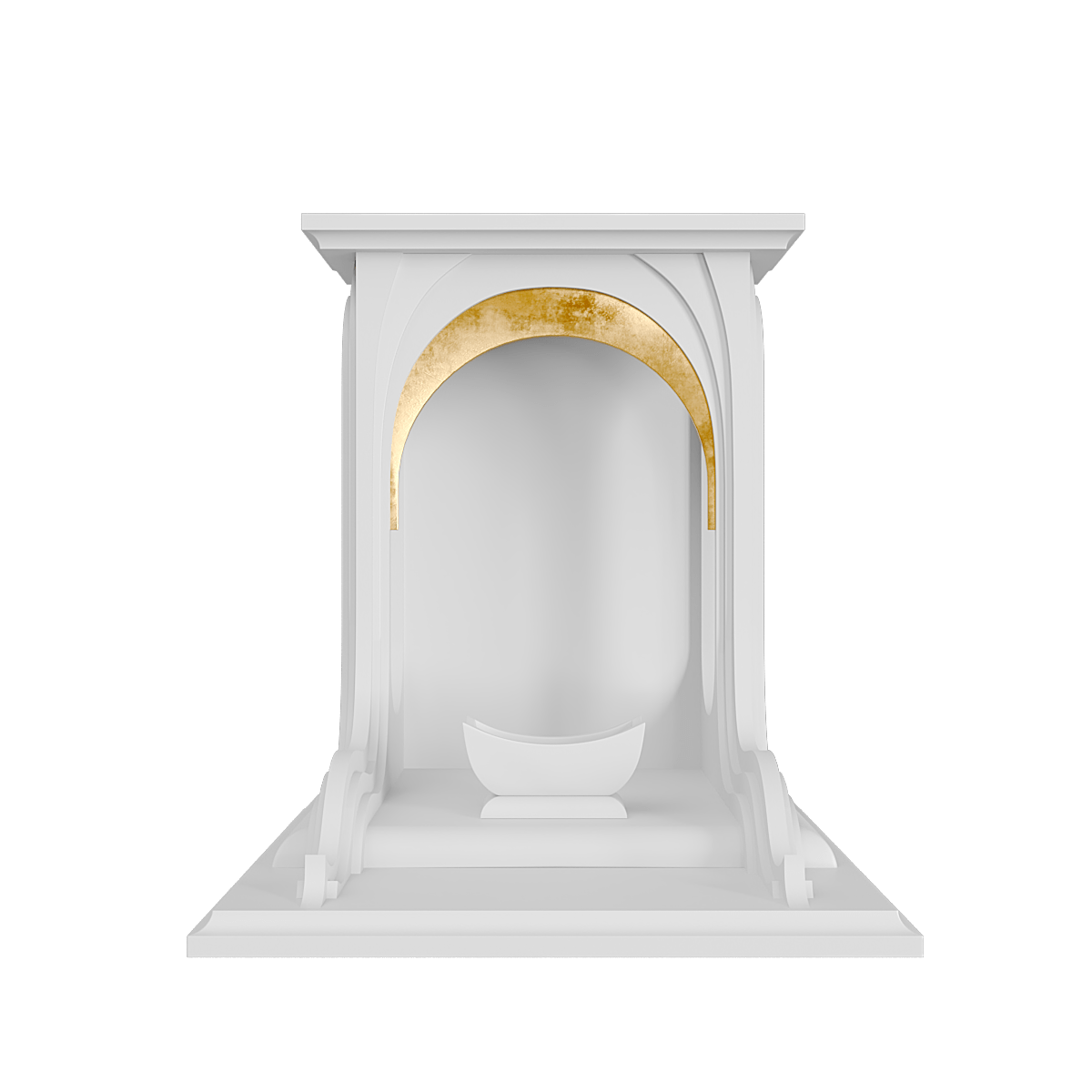 Bàn thờ thần tài dát vàng Nhật Quang màu trắng tuyết