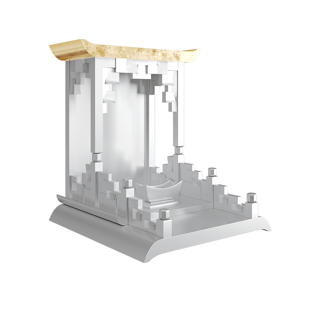 Bàn thờ thần tài dát vàng Thiên An màu bạch kim 2