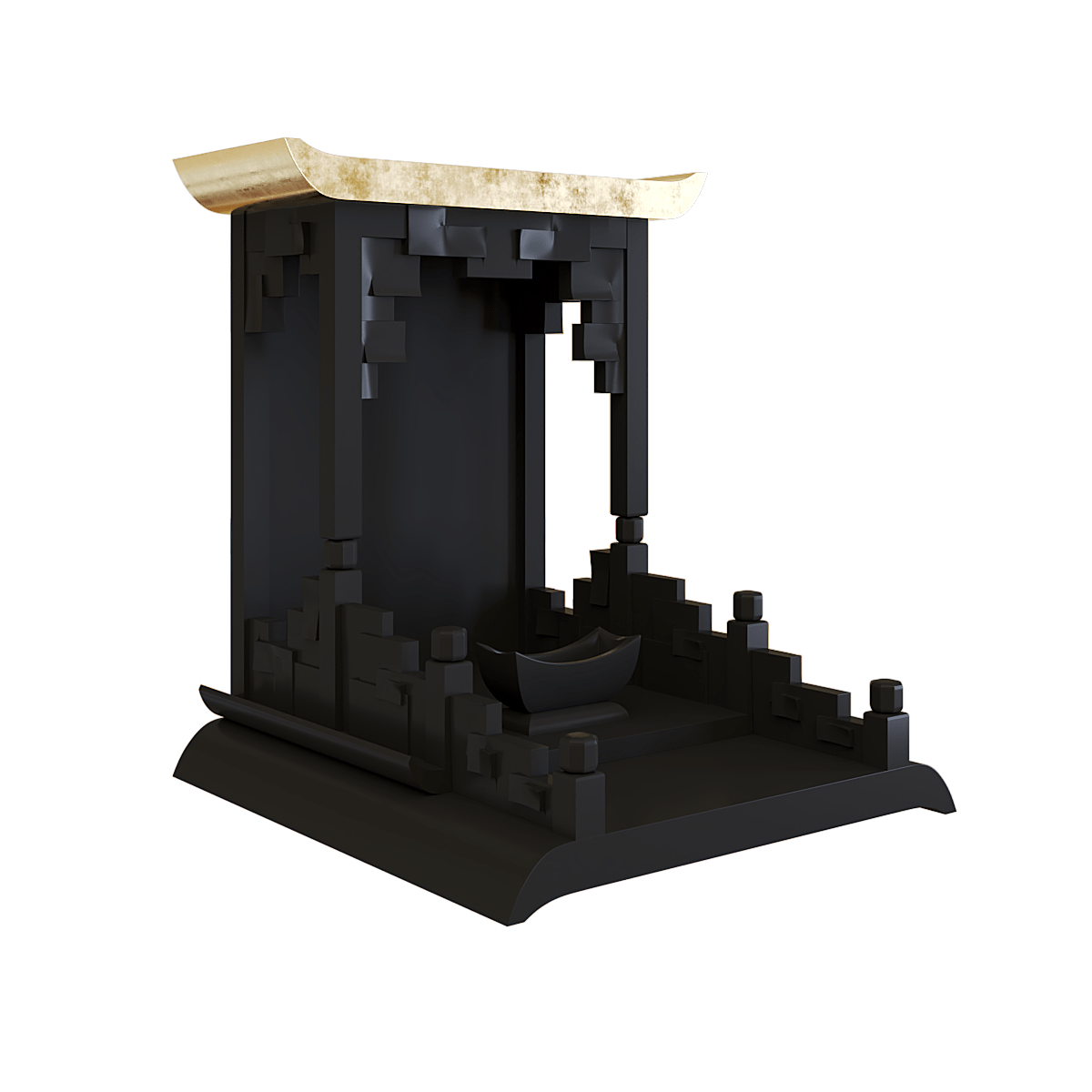 Bàn thờ thần tài dát vàng Thiên An màu đen huyền 2