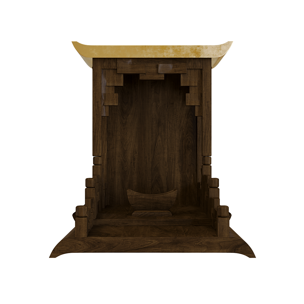 Bàn thờ thần tài dát vàng Thiên An màu nâu bách