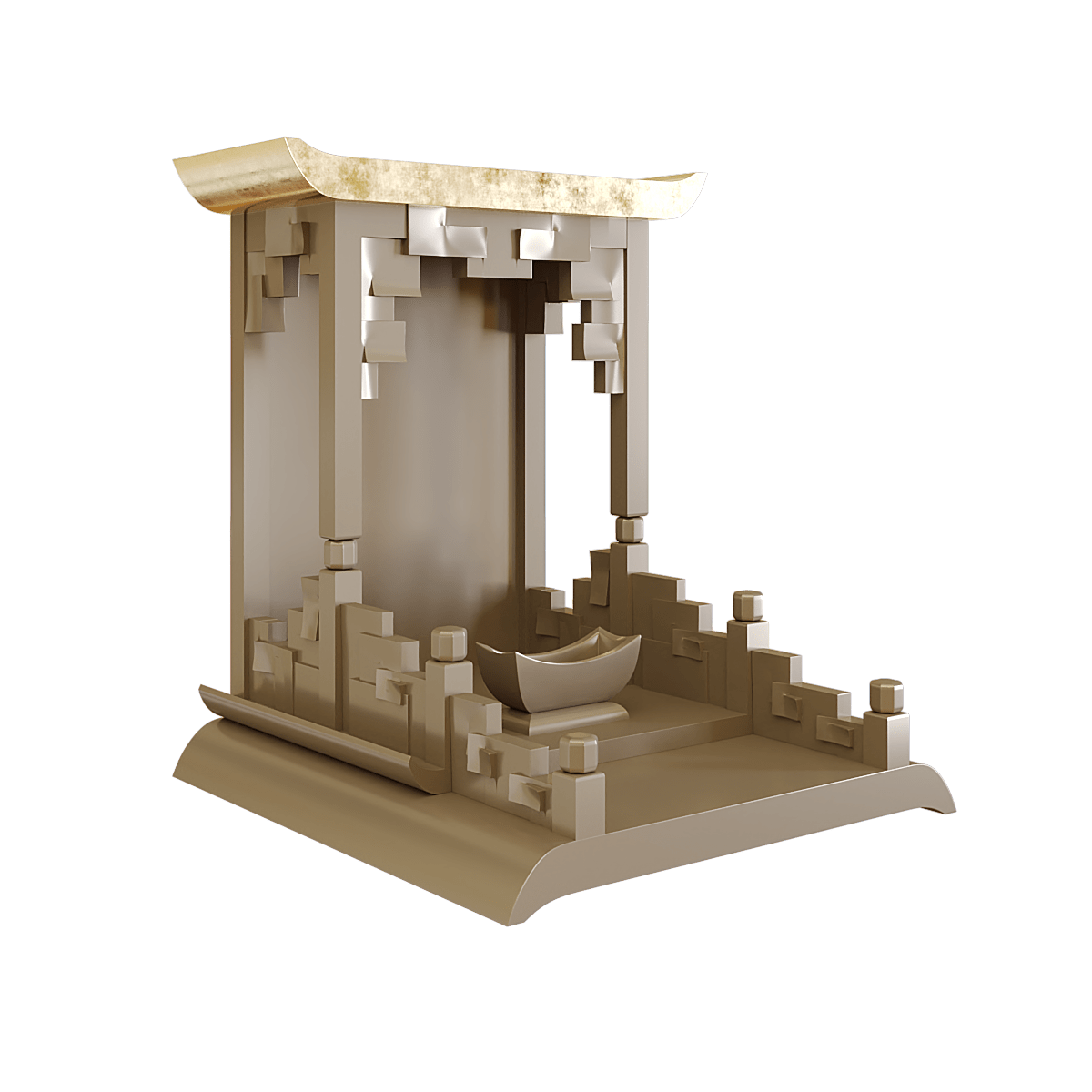 Bàn thờ thần tài dát vàng Thiên An màu nâu kim 2