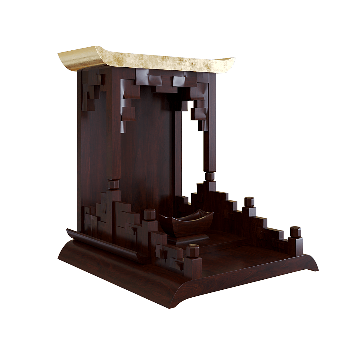 Bàn thờ thần tài dát vàng Thiên An màu nâu vang 2