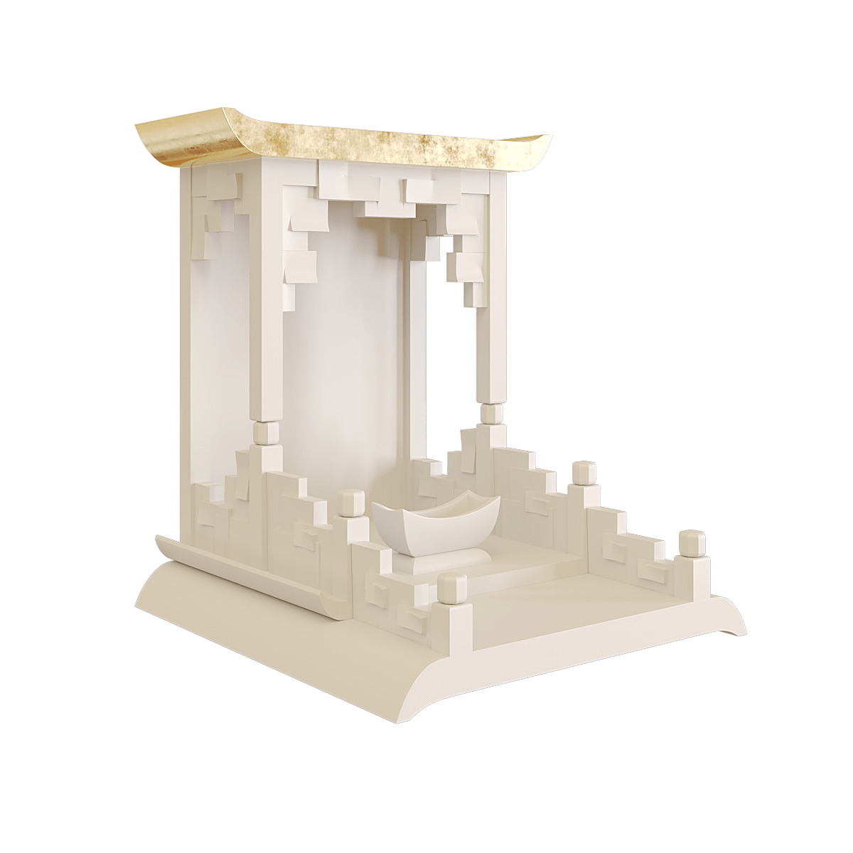 Bàn thờ thần tài dát vàng Thiên An màu trắng sứ 2