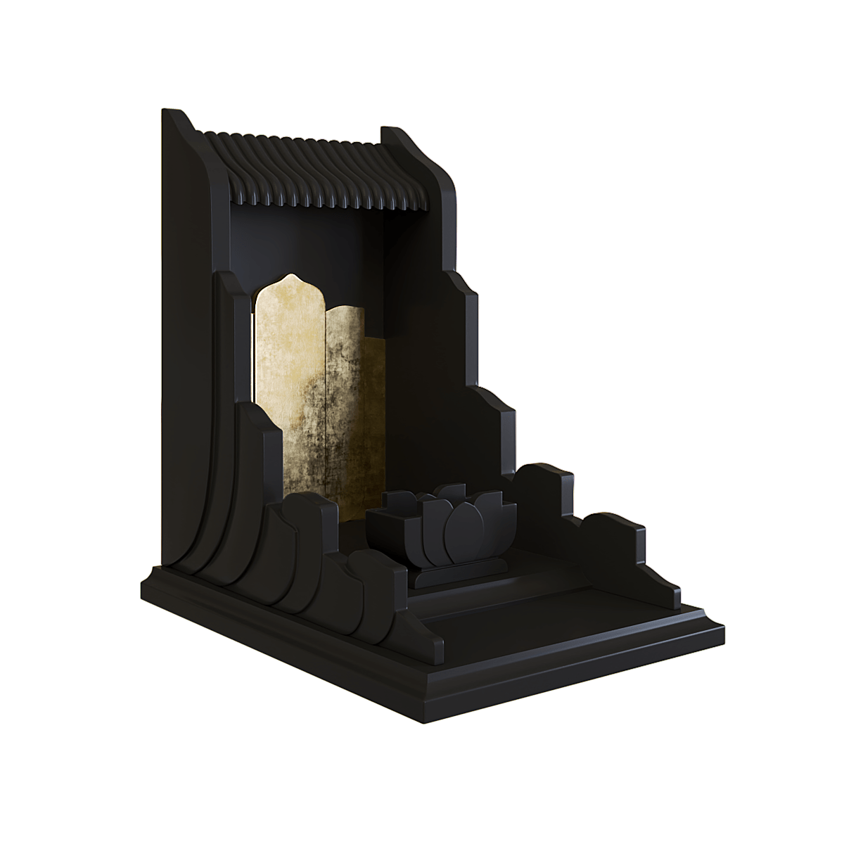 Bàn thờ thần tài dát vàng Vạn Liên màu đen huyền