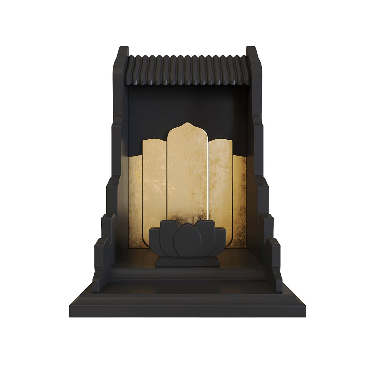 Bàn thờ thần tài dát vàng Vạn Liên màu đen huyền 2