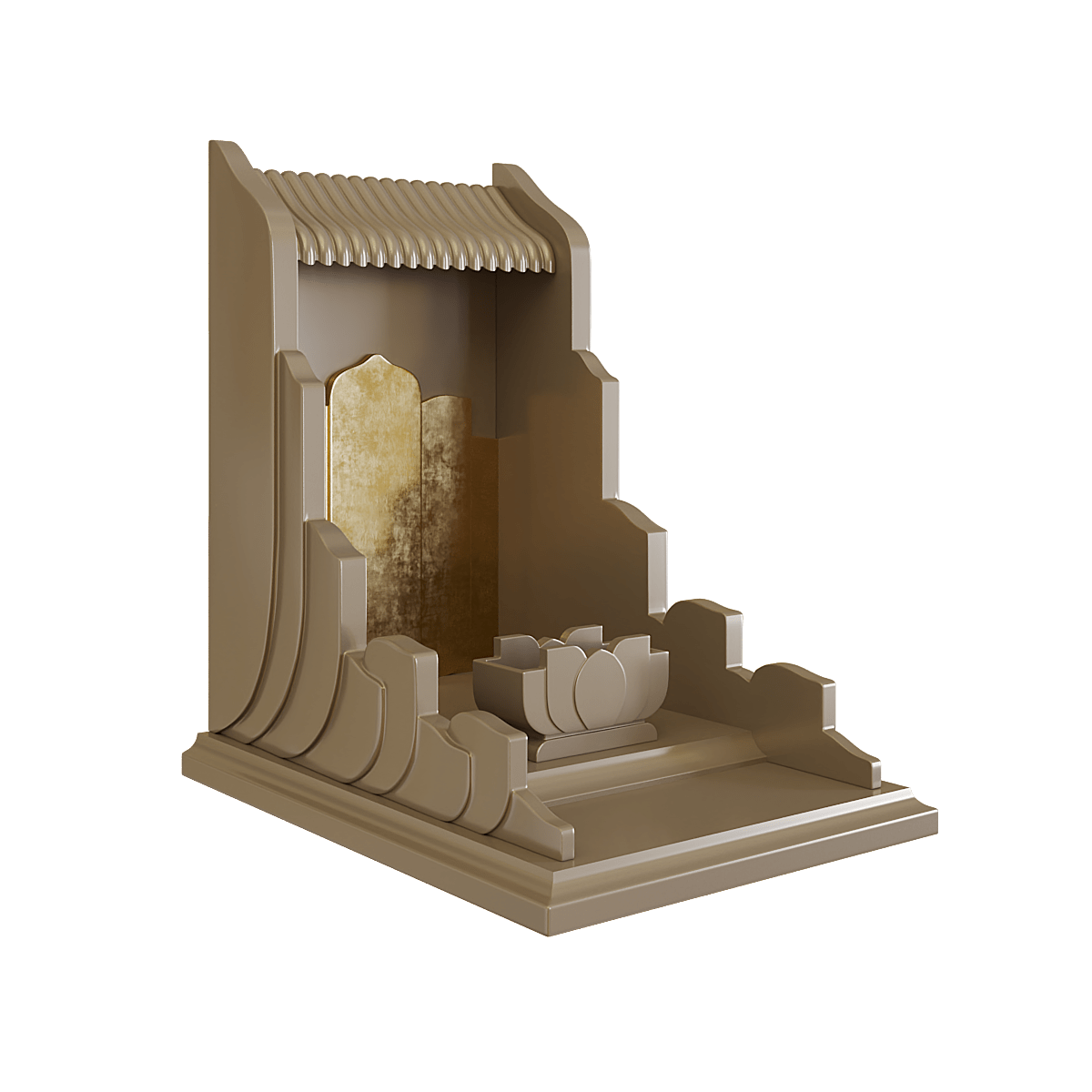 Bàn thờ thần tài dát vàng Vạn Liên màu nâu kim 2