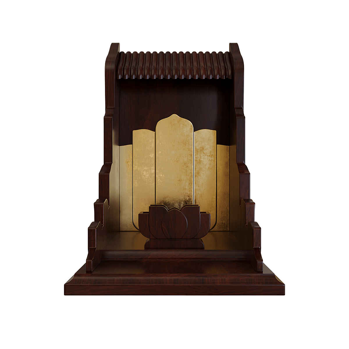 Bàn thờ thần tài dát vàng Vạn Liên màu nâu vang