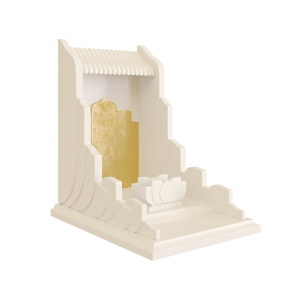 Bàn thờ thần tài dát vàng Vạn Liên màu trắng sứ