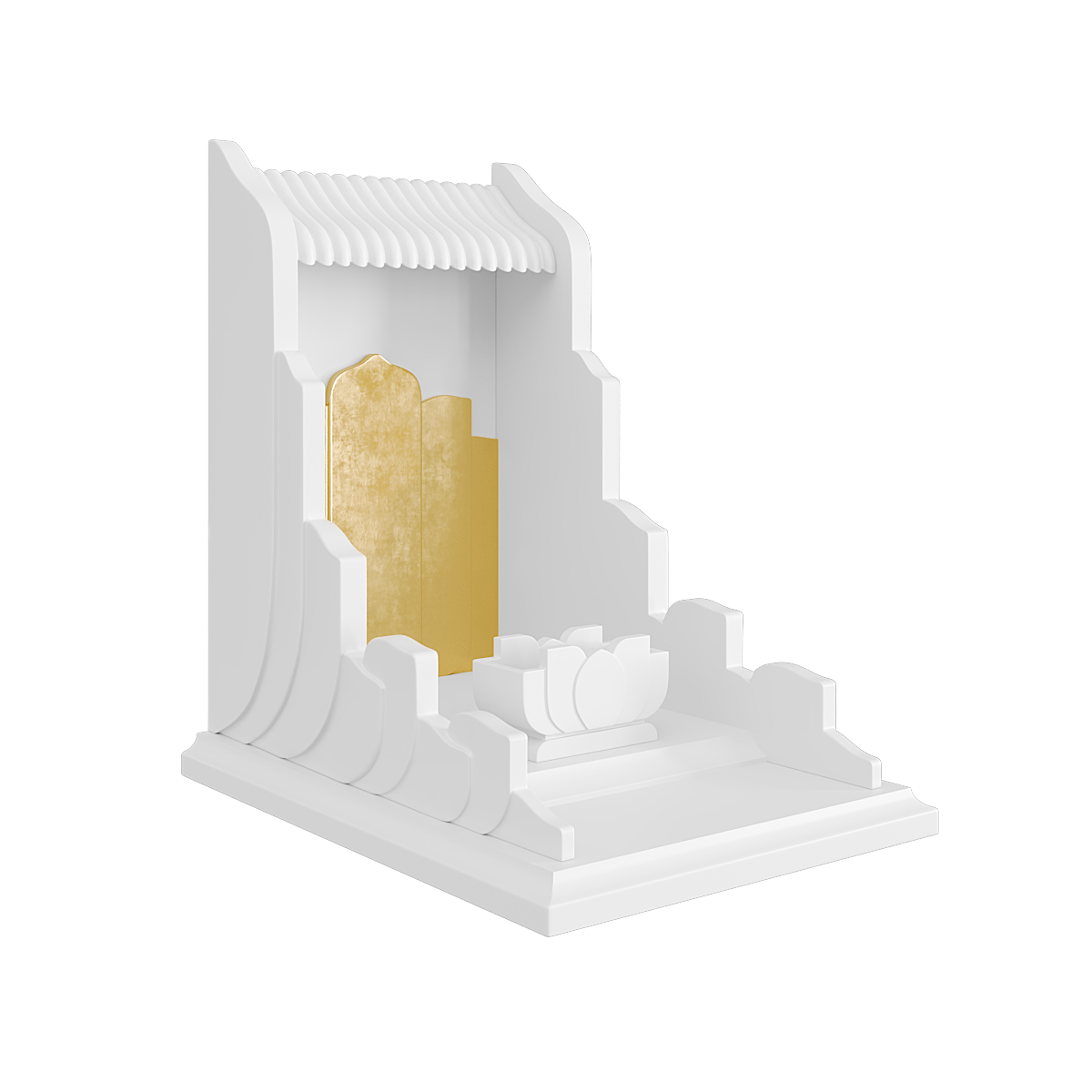 Bàn thờ thần tài dát vàng Vạn Liên màu trắng tuyết