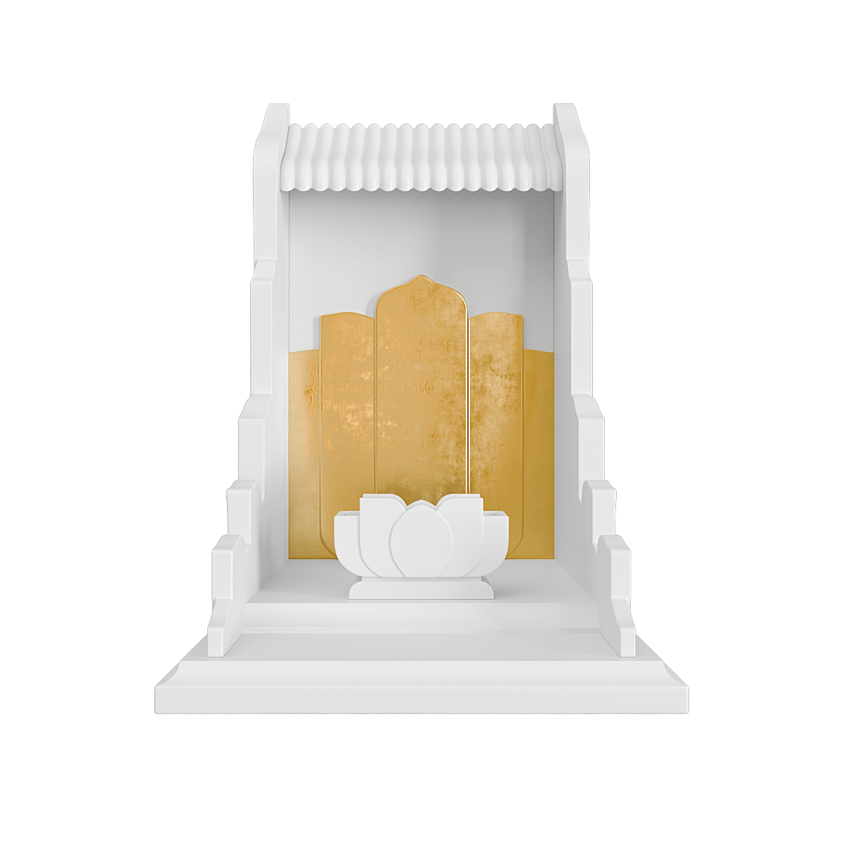 Bàn thờ thần tài dát vàng Vạn Liên màu trắng tuyết 2