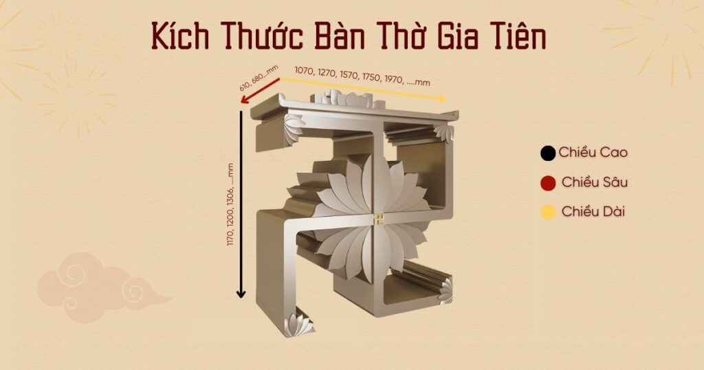 kích thước bàn thờ gia tiên
