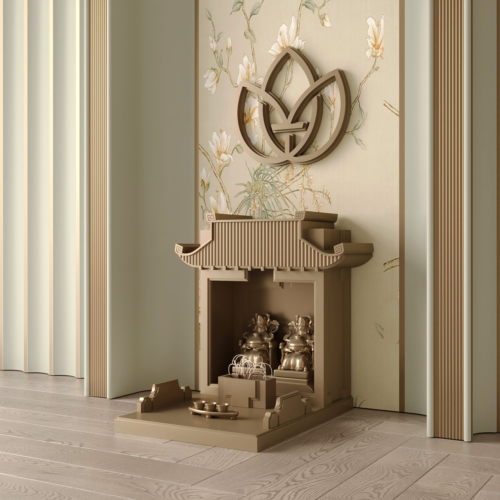 Mẫu bàn thờ thần tài mãn đường cao cấp