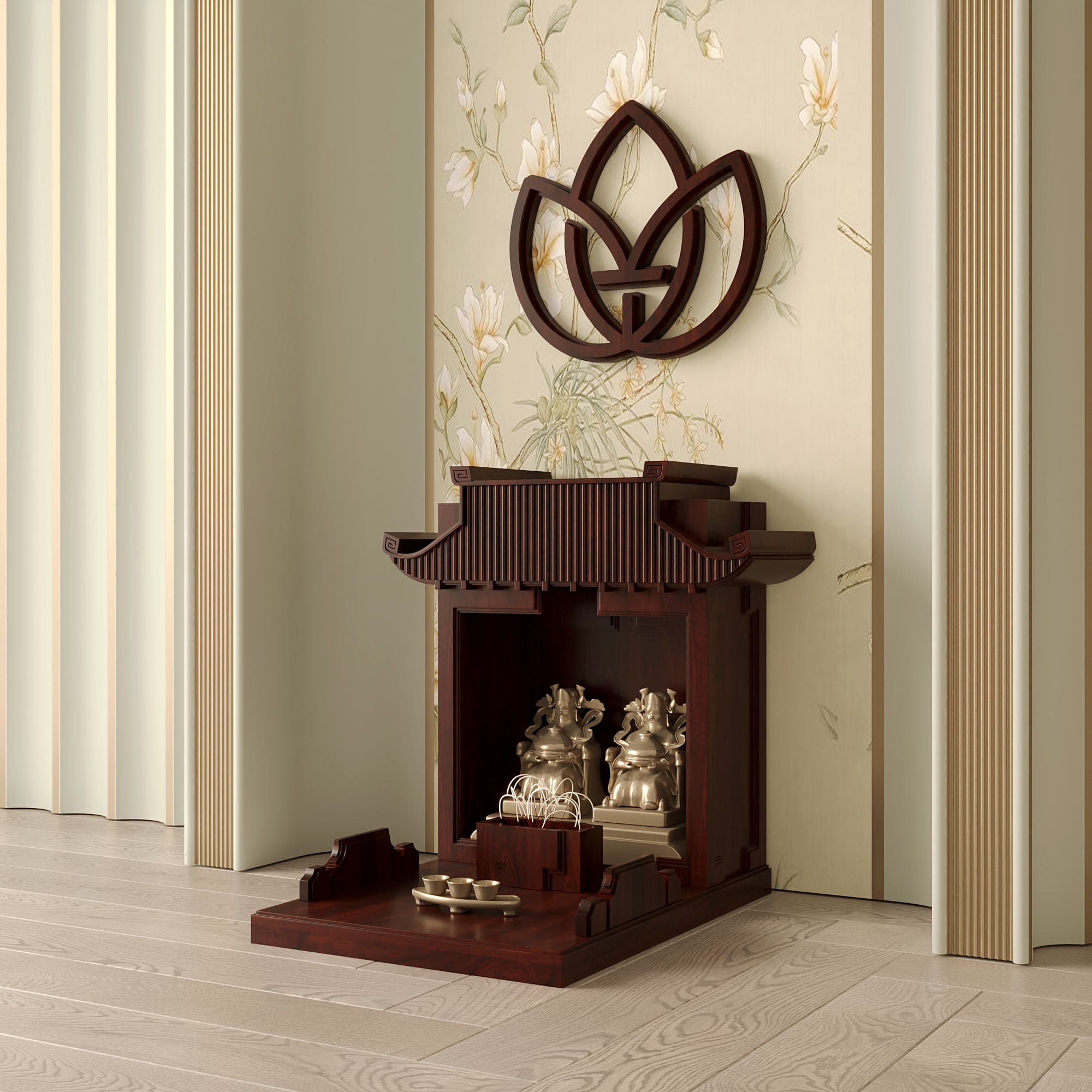 Mẫu bàn thờ thần tài mãn đường hiện đại