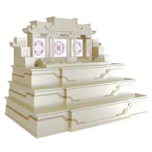 BỘ BAN THỜ THẦN TÀI TAM CẤP MÃN ĐƯỜNG (TRÚC CHỈ) + BỤC THIÊN VÂN